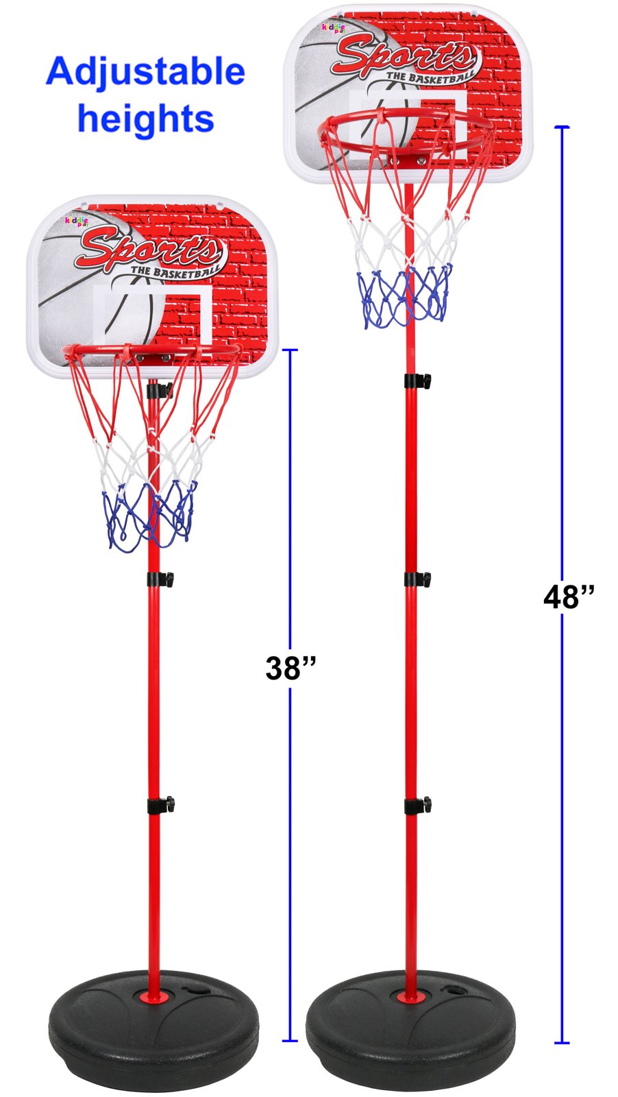 Kiddie Play Toddler Basketball Hoop for Kids Toy Set with 3 Balls
