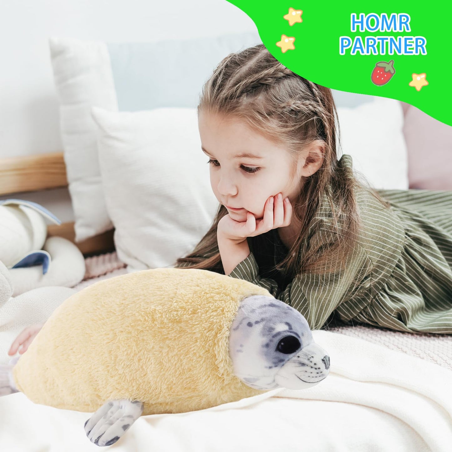 Dinyinor 20‘’ Molting Seal Plush Pillow,Chubby Blob Seal Stuffed Animal plushies for Boys Girls, Kids' Throw Pillow,Gifts for Kids