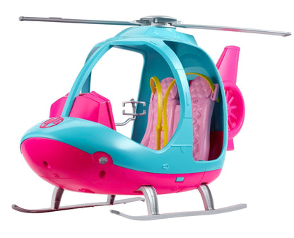 BARBIE - Barbie Helicoptere - Vehicule de Poupee - Helicoptere Rose + Bleu - Peut contenir 2 Poupees Barbie