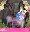 Barbie As the Island Princess Playset (K8112) - 4.5 Inch Tall Hispanic Kelly in Purple Dress and 7 Inch Long Pink Tika the Elephant Plus Hairbrush,
