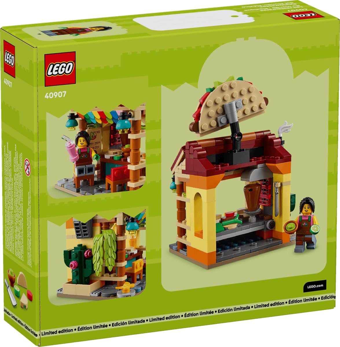 LEGO Restaurants of the World Mexico - 327-Piece Taco Shop Taqueria Building Set, Minifigure & Cactus, Collectible Food Display Model Gift - 40907