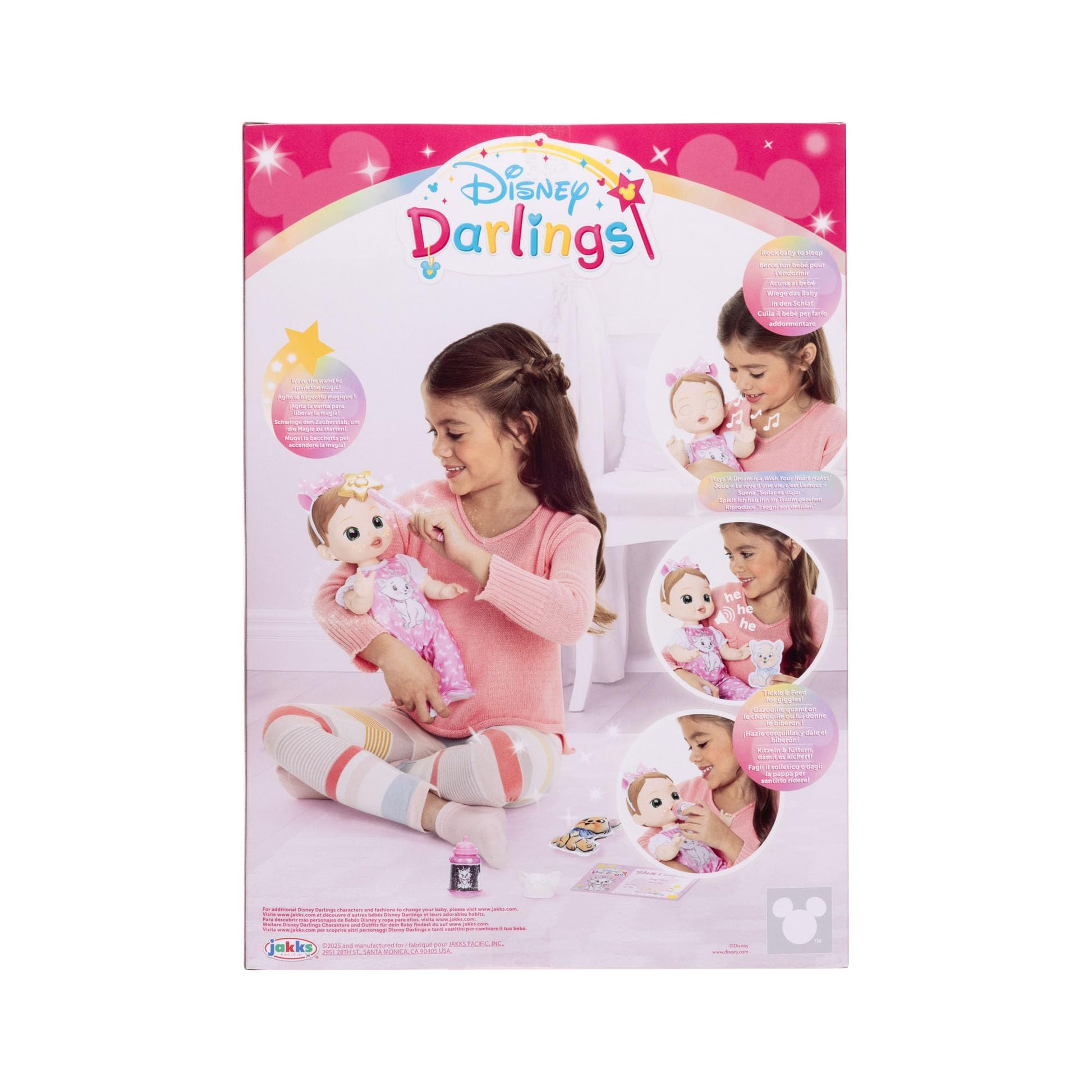 Disney Darlings 13-Inch Interactive Baby Doll - Magical Lights, Sounds, Music & Wand - Marie-Inspired Nurturing Doll with Accessories - Multiple Skin