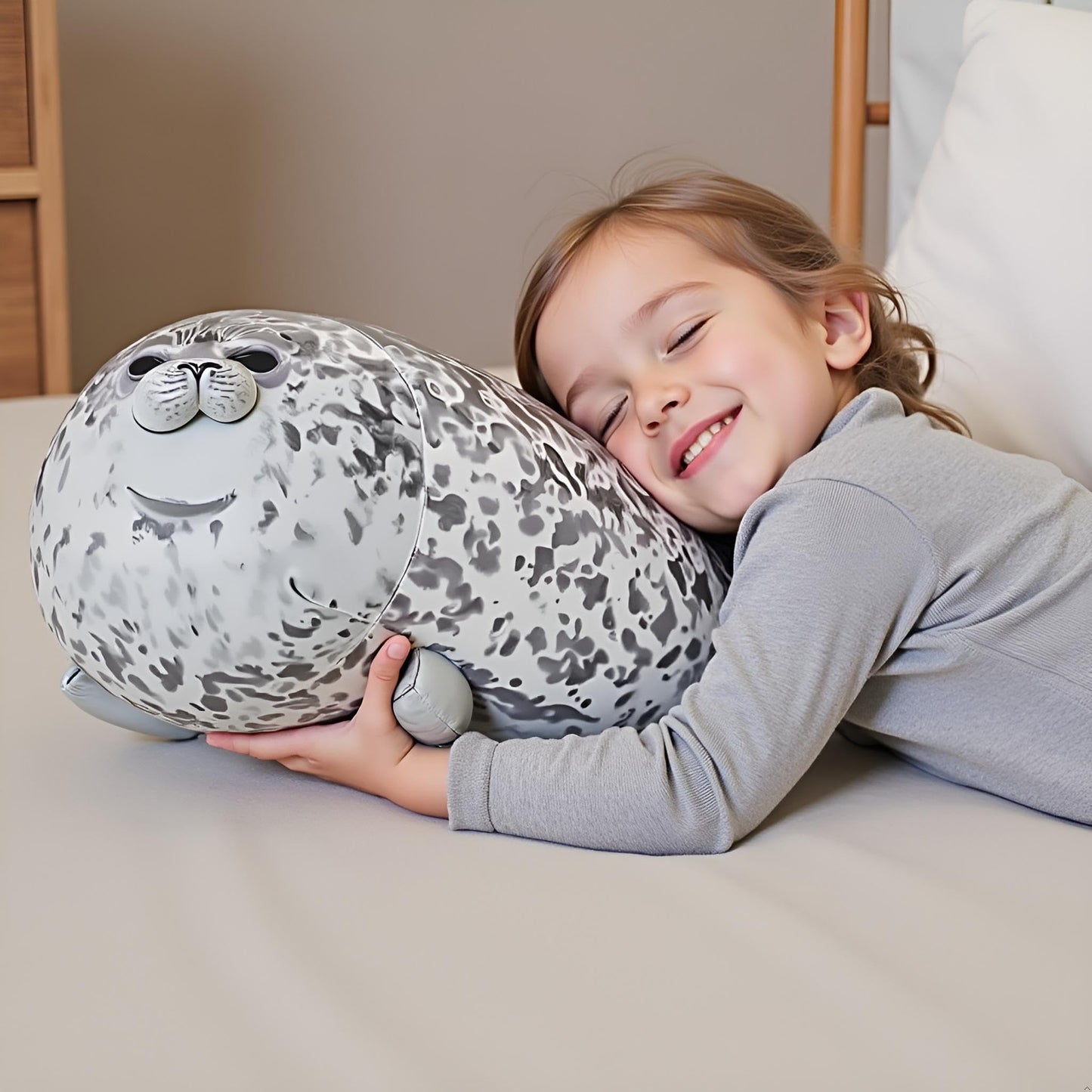 Ryttir 24 Inch Fuzzy Large Seal Stuffed Animal,Soft Stuffed Seals Plush Toy Cuddly Bedroom, Funny Valentine Seal Gifts for Women Girls Boys