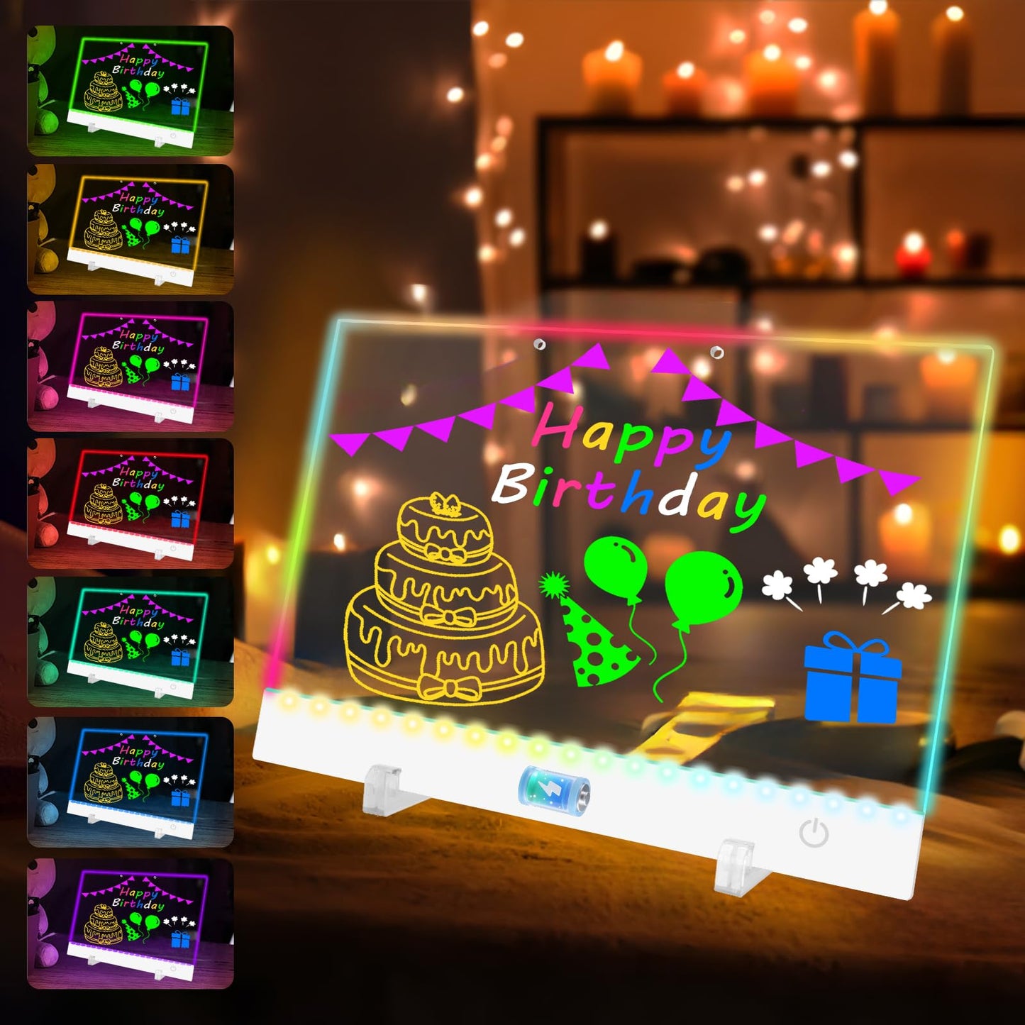 Rechargeable Led Drawing Board for Kids - 13.8"X10" Light Up Drawing Pad with 8 Colors, Sergamy Glow Dry Erase Board with 7 Markers & Stand kit