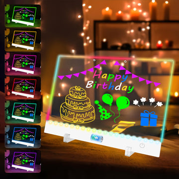 Rechargeable Led Drawing Board for Kids - 13.8"X10" Light Up Drawing Pad with 8 Colors, Sergamy Glow Dry Erase Board with 7 Markers & Stand kit