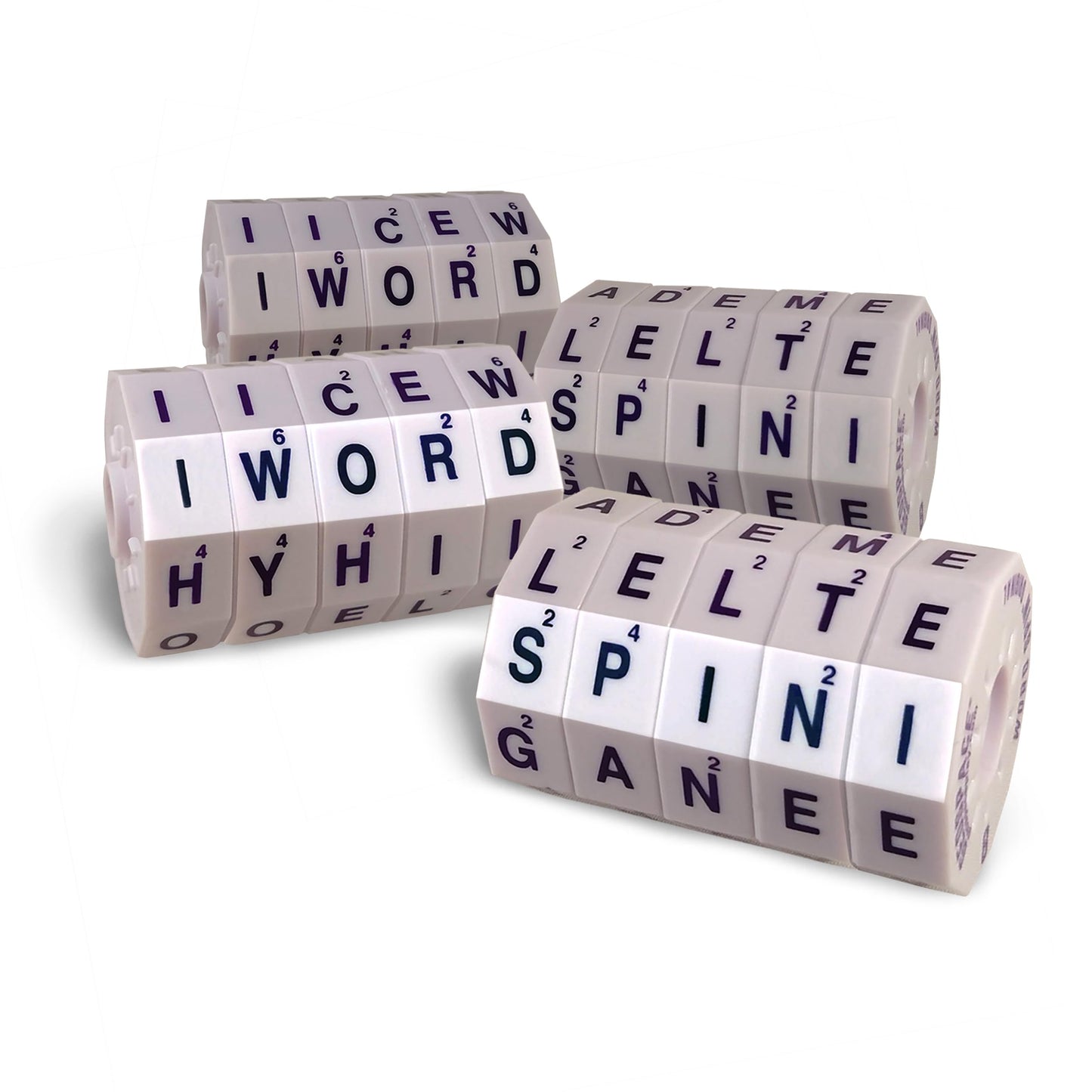 Geospace Word Spin Deluxe Family Edition for Adults & Kids - The Award Winning Magnetic Word Game with 20 Magnetic Spin Wheels, Timer & Score Pad
