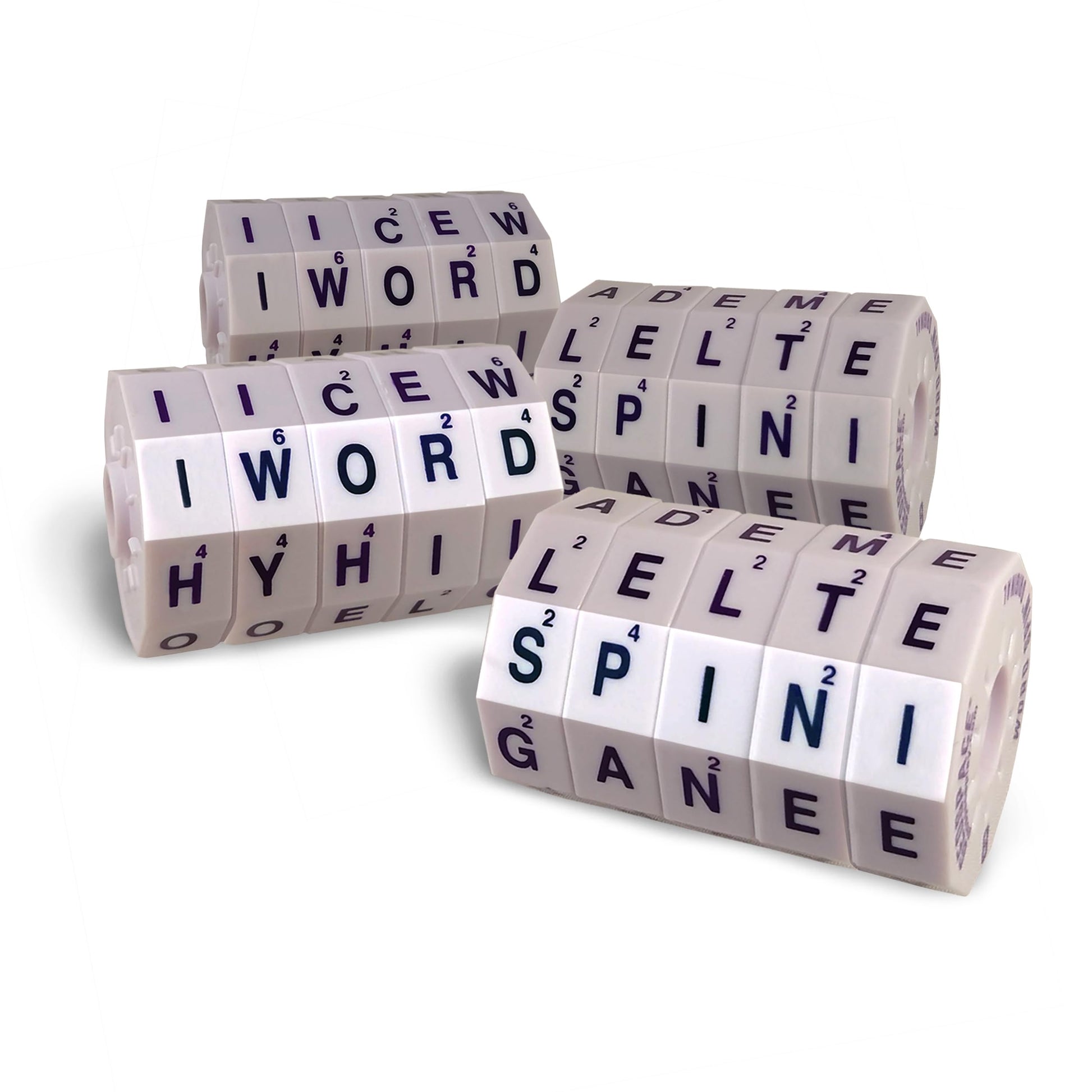Geospace Word Spin Deluxe Family Edition for Adults & Kids - The Award Winning Magnetic Word Game with 20 Magnetic Spin Wheels, Timer & Score Pad