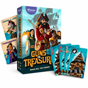 Guns or Treasure | 2-6 Players | Ages 8+ | Fast & Easy to Learn Pirate Party Card Game | Family Friendly Fun for Game Night | Perfect Board Game