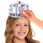Pink & Silver Customizable Birthday Tiara - 3.5" x 5" (1 Pc.) - Festive Plastic Crowns For All Ages