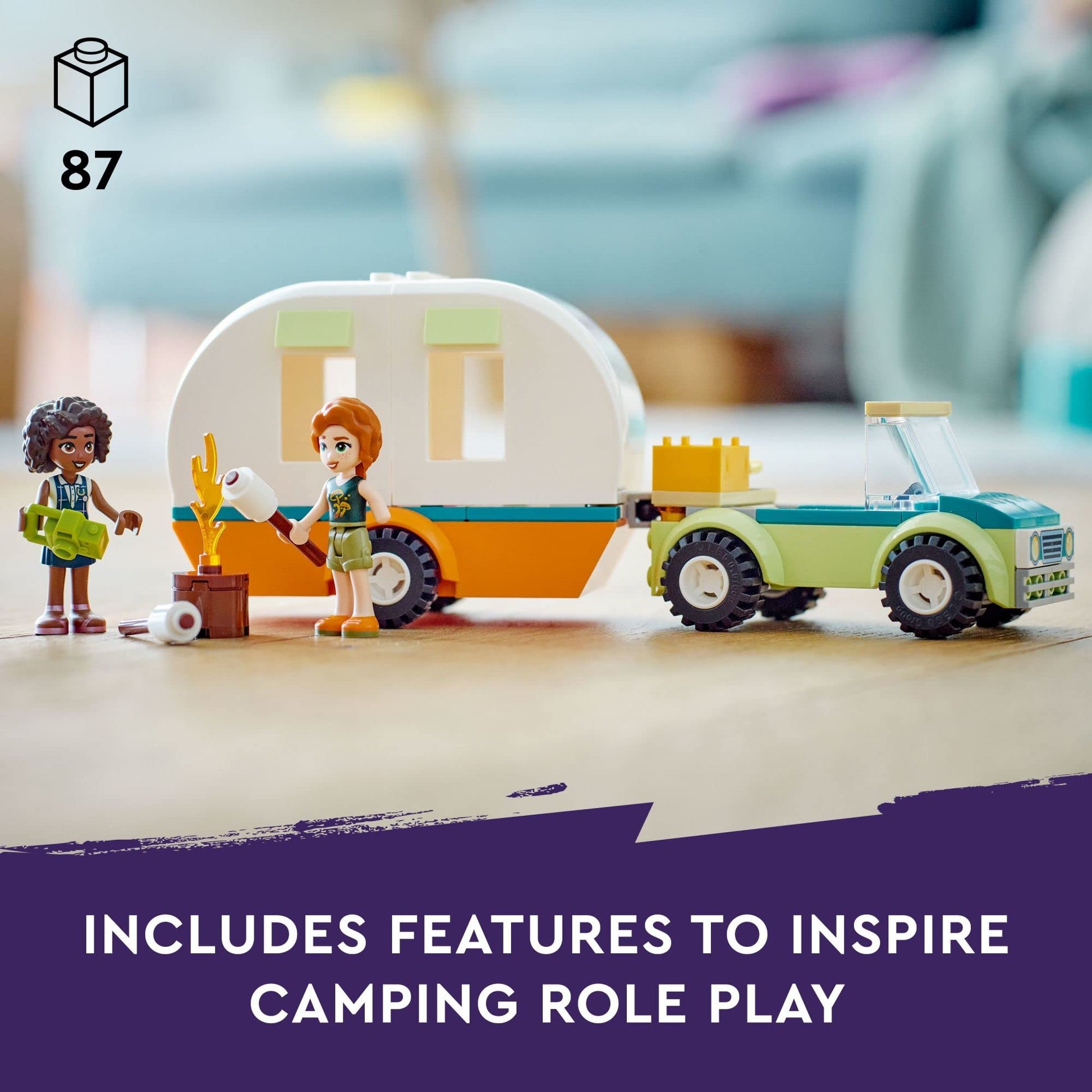 LEGO Friends Holiday Camping Trip 41726, Toy Caravan with Car, Toy Camper Van, Pretend Play Toy Camping Set for Kids, Girls and Boys 4+ Year Old,
