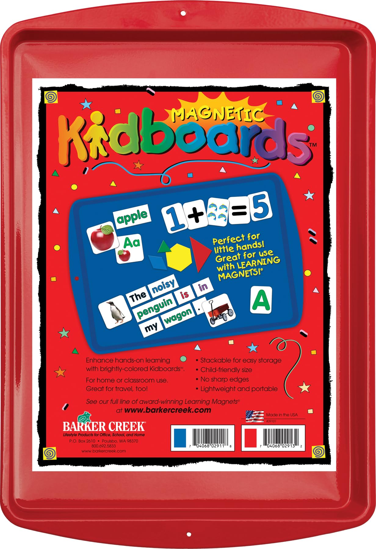 Barker Creek Learning Magnets Red Kidboard, Colorful and Durable Magnetic-Receptive Tray, Stackable for Easy Storage, 9" x 13" (2913)