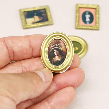 Miniature Photo Frame, Dollhouse Miniature Oil Painting, Mini Hanging Pictures, 1/12 Scale Oil Photo Frame, for Dollhouse Miniature, DIY Decortion