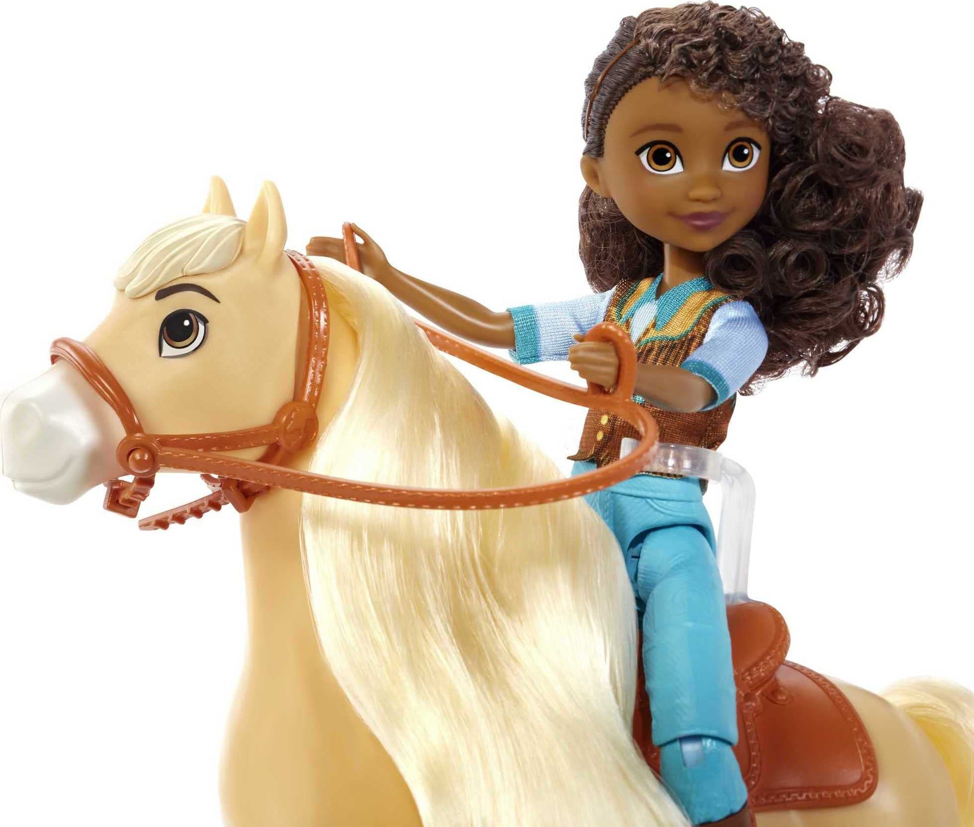 Mattel Spirit Untamed Doll & Toy Horse Set, 7-inch Pru Small Doll with 7 Movable Joints, Chica Linda (8-inch) with Soft Mane & Tail & Accessories