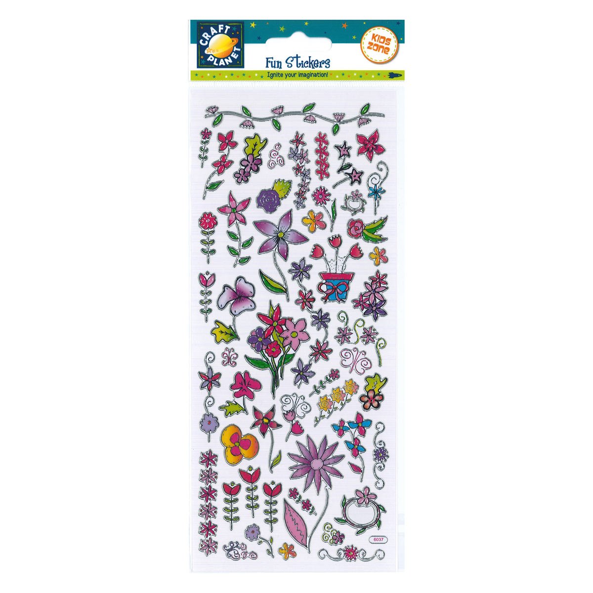 Craft Planet CPT 6561093 Fun Stickers-Flowers, Assorted