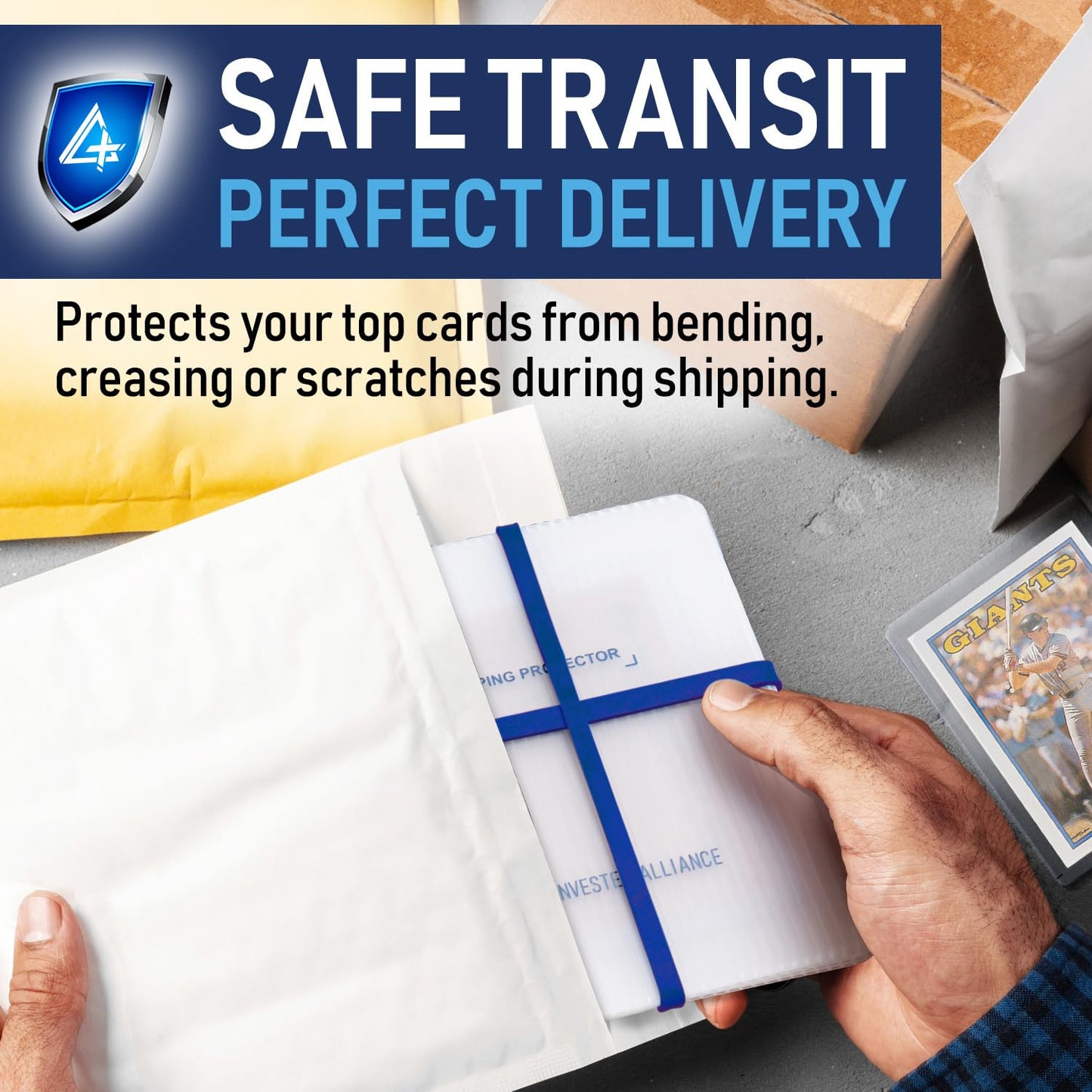 Premium Bundle Trading Card Shipping Protector with Rubber Bands | Graded Cards Protectors, Sports Trading Card Shipping Supplies Packaging, TCG