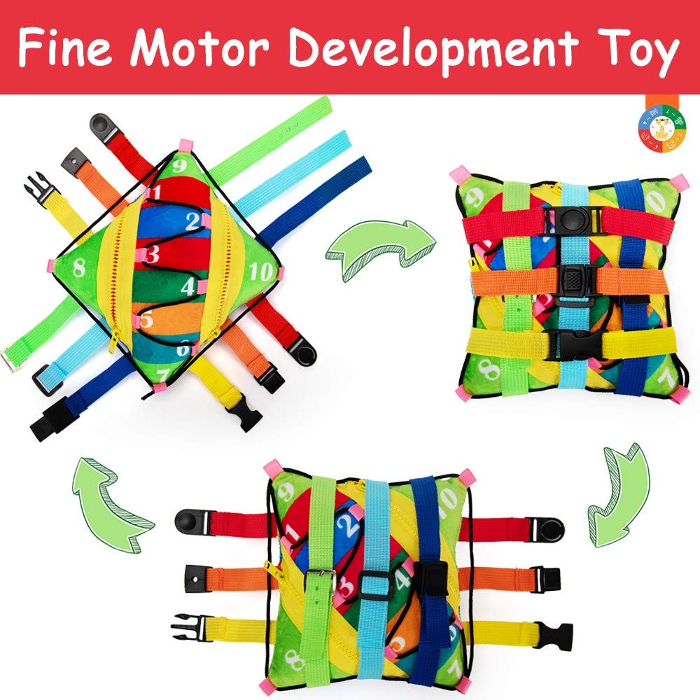 teytoy Sensory Buckle Pillow Toys for Toddlers,Travel Toys for Toddlers 1-3 Learning Fine Motor Skill & Problem Solving,Montessori Sensory Fidgets