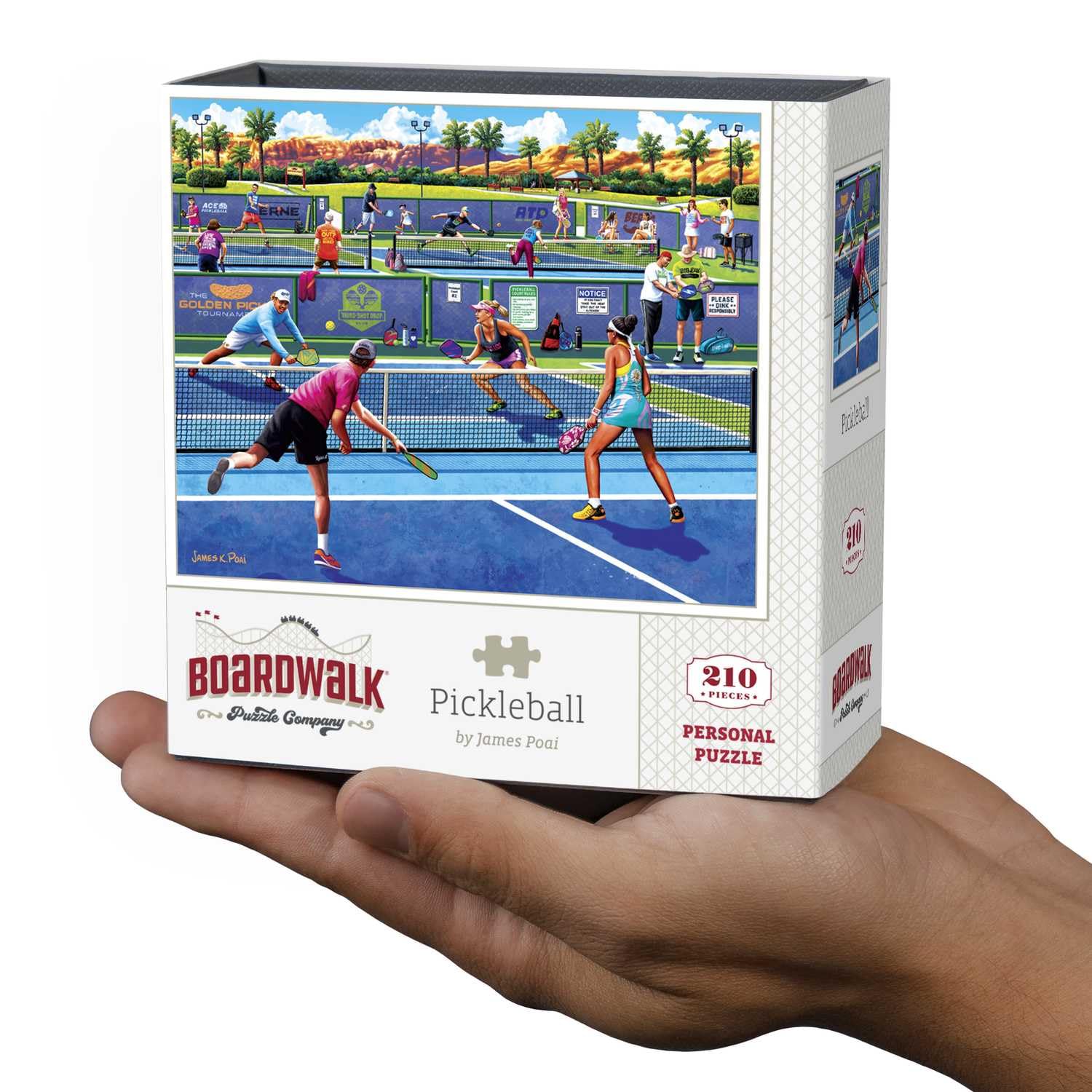 Boardwalk Pickleball 210 Piece Personal Puzzle, Jigsaw Puzzles with Premium Box, Pickleball Gifts for Adults, 6"x8"