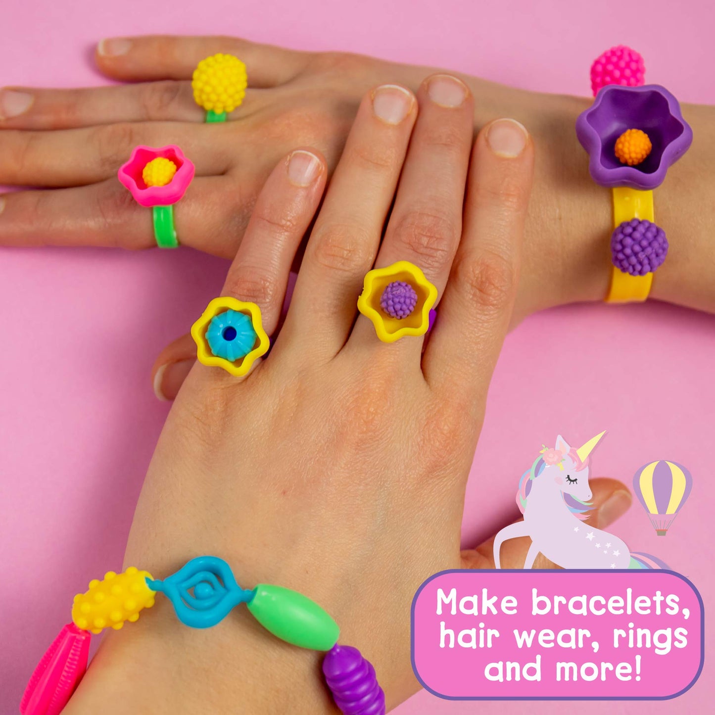 Just My Style Make & Believe Unicorn Pop Beads, 500+ Snap-Together, DIY, Bead Kit for Girls, Jewelry Set, Great Travel & On The Go Activity for Kids