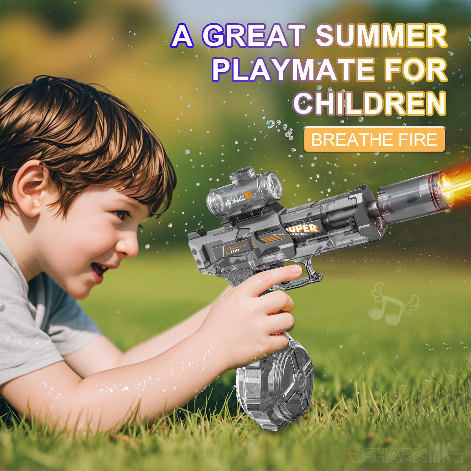 Electric Water Gun for Adults Kids, Automatic Water Gun with Led Light, Long Range Blaster Electric Squirt Gun Summer Outdoor Beach Swimming Pool