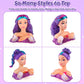 Princess Hair Styling Doll Head Makeup Kit for Girls- Purple & Teal Two-Tone Wavy Hair Salon Set with 20+ Accessories - Makeup & Braiding Playset