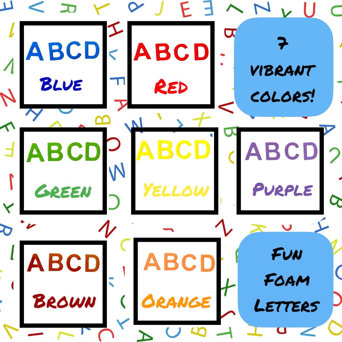 Joyful Artistry 1300 Pcs Foam Letters Stickers for Crafts- 8 Colors of Alphabet Foam Sticky Letters for Crafts, ABC Stickers, Puffy ABC (8 Colors)