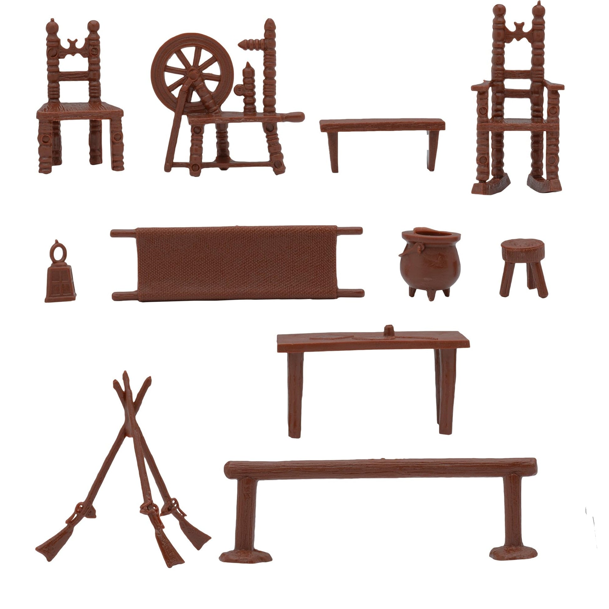 BMC Classic Marx Antique Furniture - 36pc Dollhouse Plastic Playset Accessories