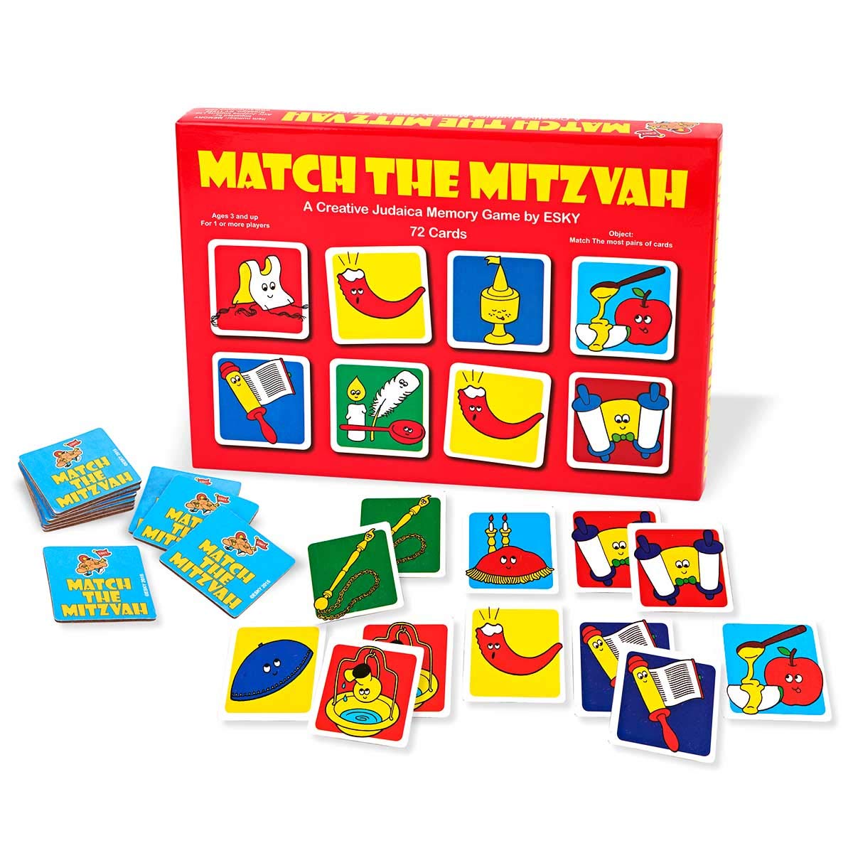 Aviv Judaica Match The Mitzvah Memory Game for Kids by Esky - Exciting Jewish Educational Card Game to Teach Children About Shabbat, Rosh Hashanah Yom