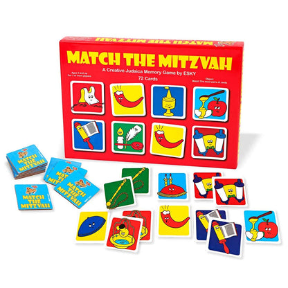 Aviv Judaica Match The Mitzvah Memory Game for Kids by Esky - Exciting Jewish Educational Card Game to Teach Children About Shabbat, Rosh Hashanah Yom