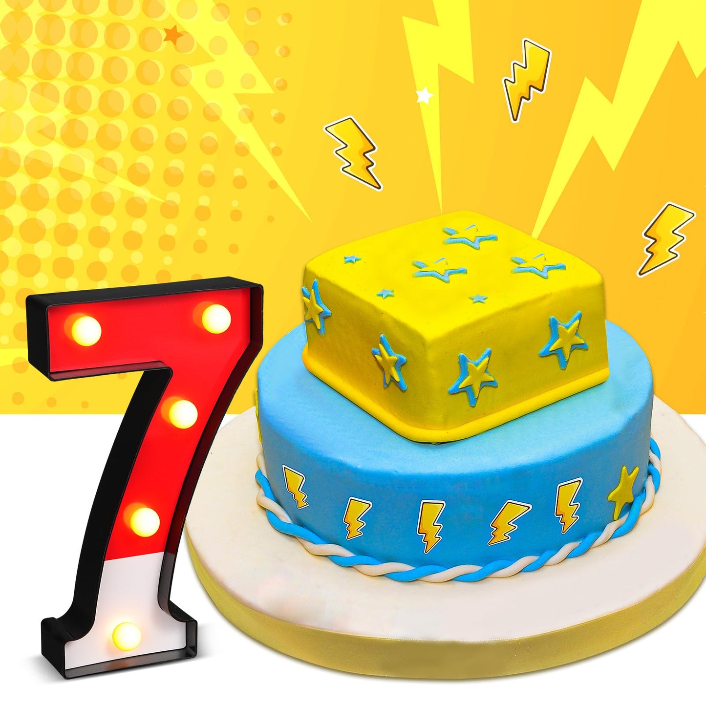 Mudder Red and White Light up Numbers Party Decorations, LED Anime Cartoon Pattern Glowing Numbers, Birthday Table Centerpieces Cartoon Animated