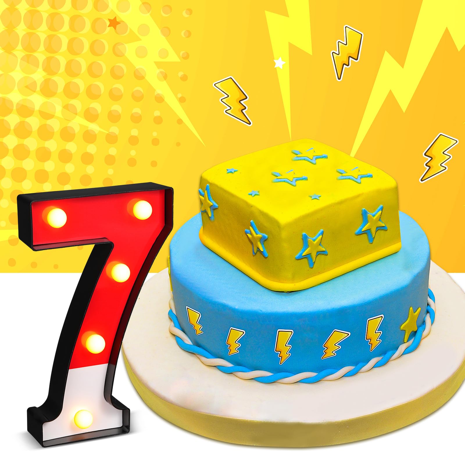 Mudder Red and White Light up Numbers Party Decorations, LED Anime Cartoon Pattern Glowing Numbers, Birthday Table Centerpieces Cartoon Animated