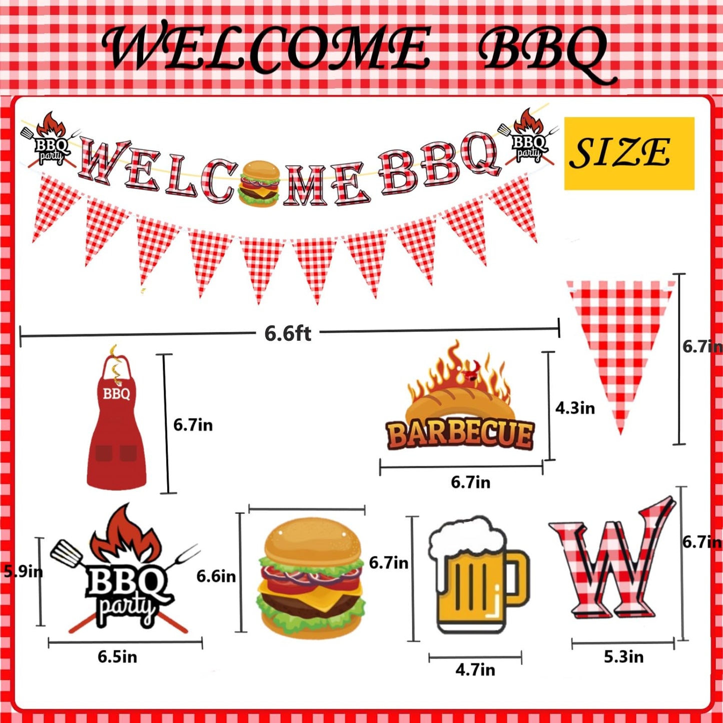 BBQ Themed Party Decorations,Welcome BBQ Banner,for Summer Cookout Birthday Baby Shower Party Decor Supplies