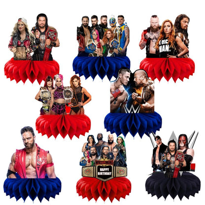 8Pcs Wresting Table Centerpiece Birthday Party Supplies Table Decorations for Wresting Themed Party Decorations