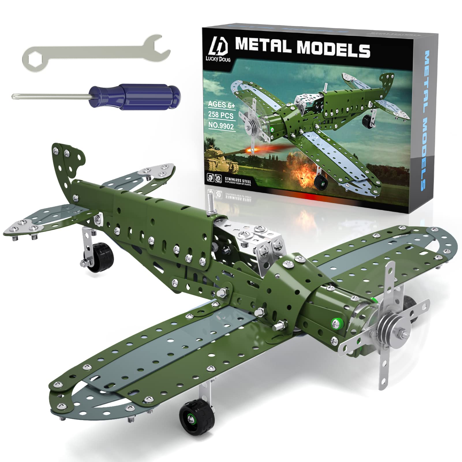 Lucky Doug Building Toys Model Airplane Set - DIY Building Stem Projects Toys for Kids Boys Ages 8-12, Assembly Science Toys for Model Fans