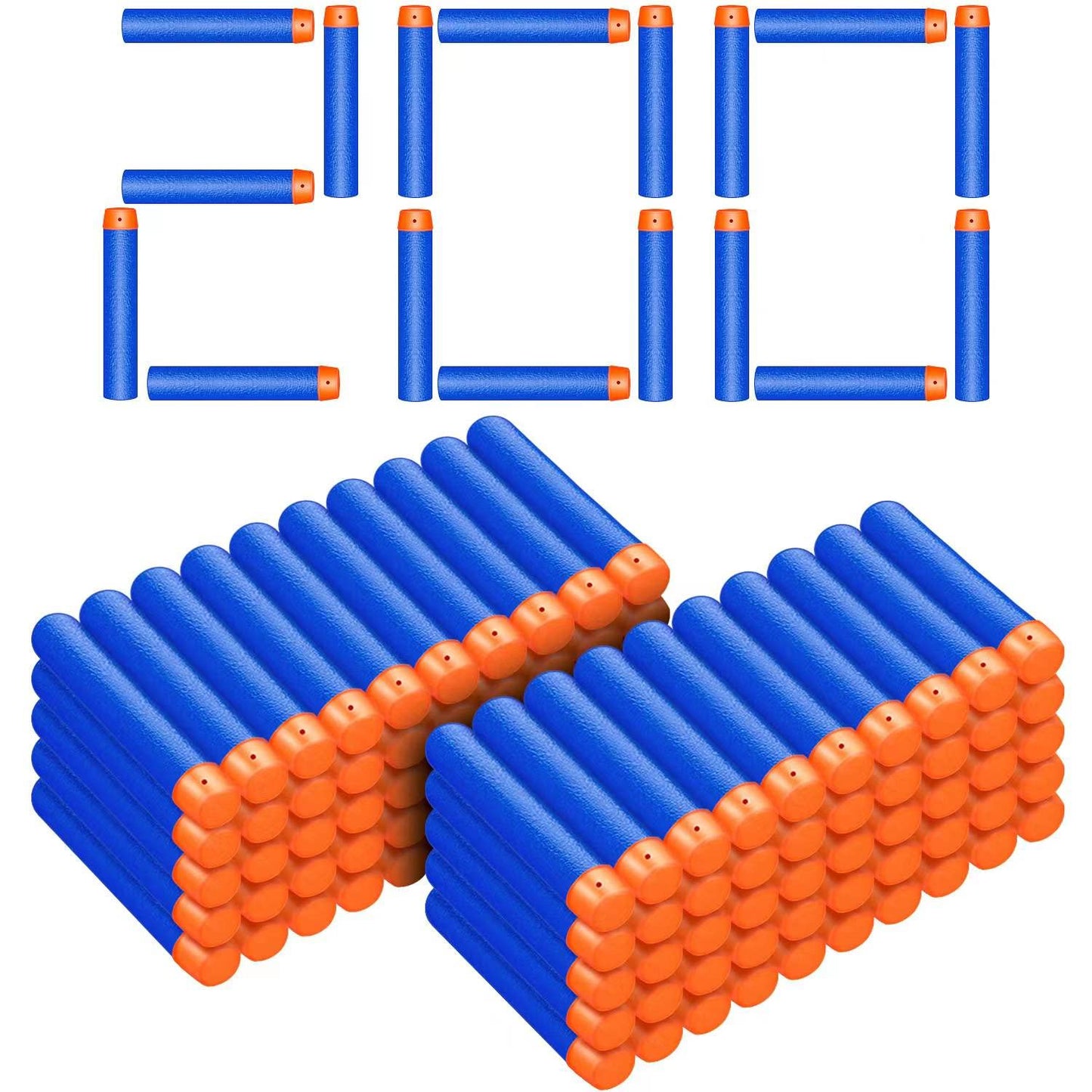 200 Nerf N Strike Blaster Compatible Dart Bullets,200Pcs Nerf Bullet Refill Darts Ammo Premium Foam Bullets Pack Compatible for Nerf N-Strike Elite