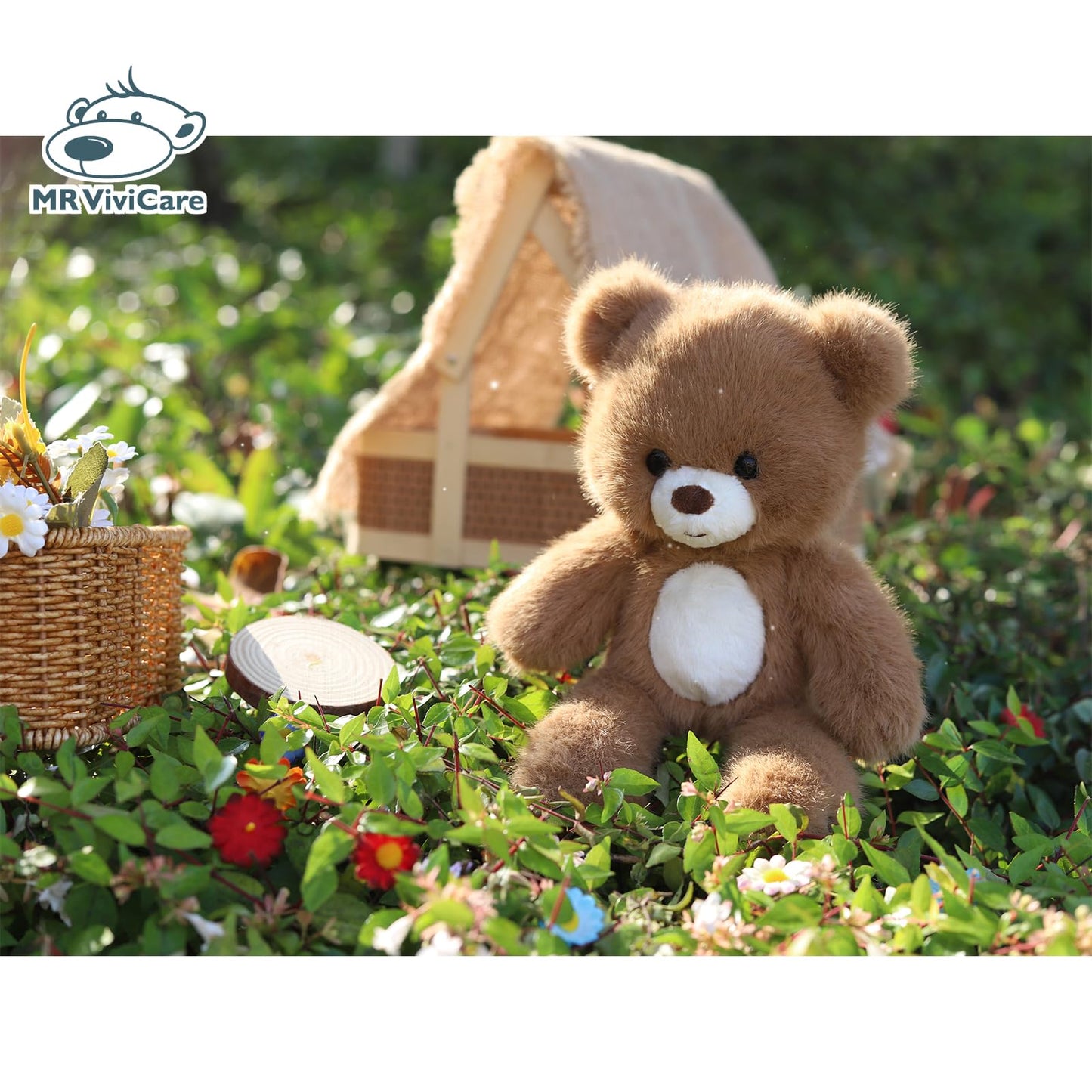 MR ViviCare 9" Soft Plush Teddy Bear - Adorable Brown Stuffed Animal Toy with White Belly - Perfect for Gifts, Bedtime, Nursery & Travel Cuddles