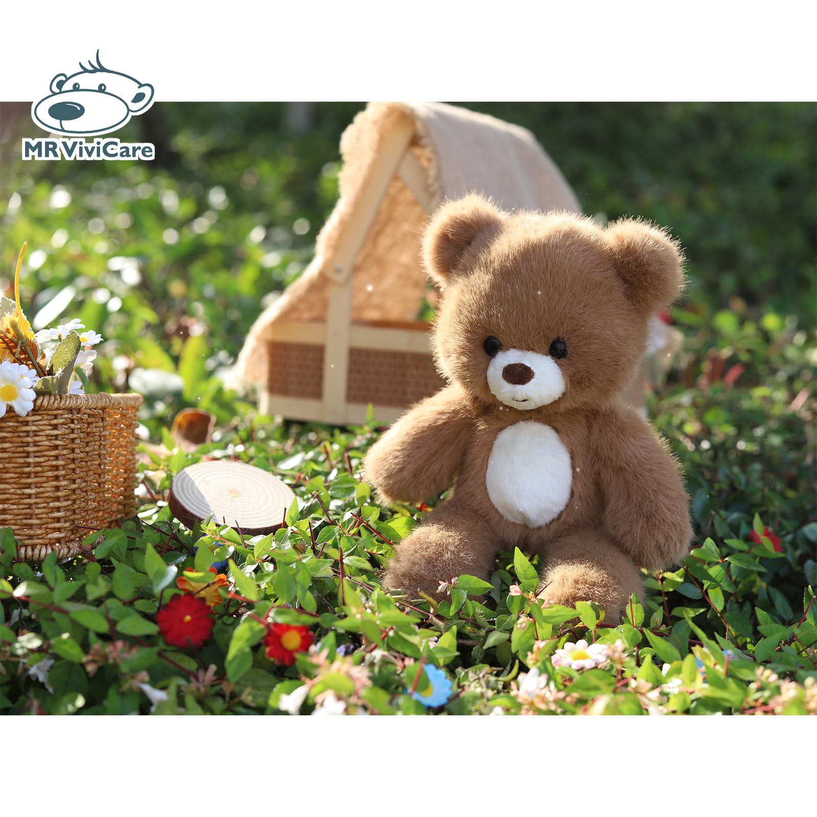 MR ViviCare 9" Soft Plush Teddy Bear - Adorable Brown Stuffed Animal Toy with White Belly - Perfect for Gifts, Bedtime, Nursery & Travel Cuddles