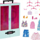 Barbie Closet Playset with 3 Outfits, 3 Pairs of Shoes, 2 Purses, Necklace and Sunglasses Accessories, 5 Hangars, Gift for 3 to 8 Years Old