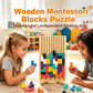 Wooden Stacking Toys 3D Puzzles - Russian Brain Pattern Blocks with Cards & Bag - Montessori Toys for 3-8 Year Old, Color Stack Game Board