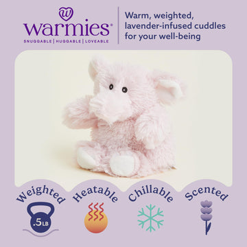 warmies Junior Microwavable & Weighted Stuffed Animals, Pink Elephant - Heatable Stuffed Animal - Cooling Baby Plush Toys - Weighted Plush for Adults
