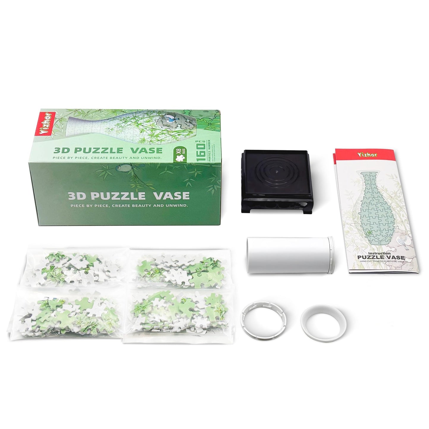 3D Puzzle Vase for Adults, 160-Piece DIY Flower Vase Puzzle