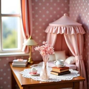 Pink Mini Flower Vase, 1/12 Scale Miniature Dollhouse Accessories Decor, Doll House Mini Flower Bowl Elegant Decoration for Mini Scene Excellent