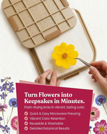 Microfleur Flower Preservation Press Kit, Portable Quick & Easy for Pressed Flowers, Craft Flower Press Kit, Pressing Dry Bouquet & Leaf, Washable