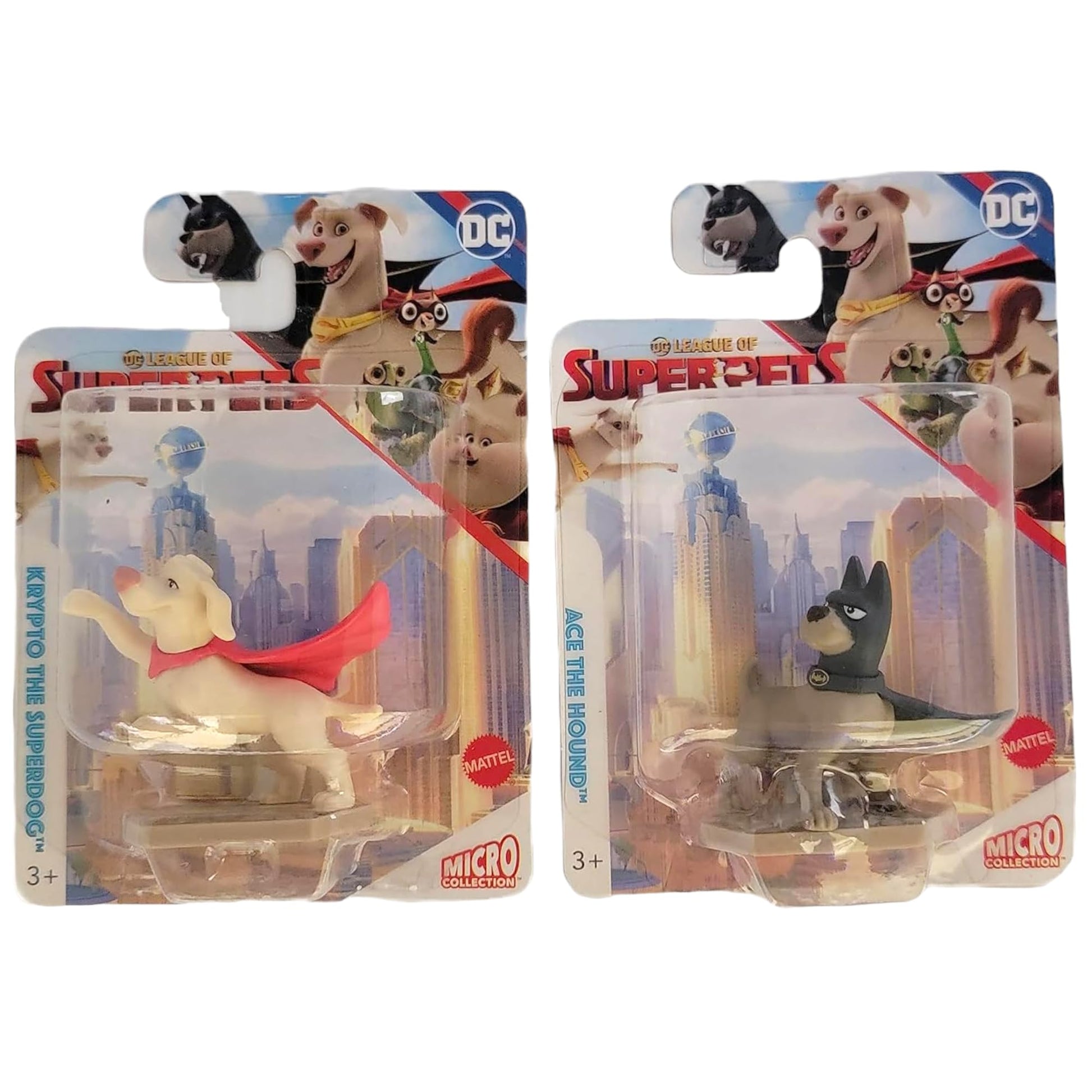 Mattel League of Super-Pets Micro Figure Bundle - 2?Pack (Krypto & Ace) | 2? Plastic Collectible Figures - Travel & Play - Ages 3+
