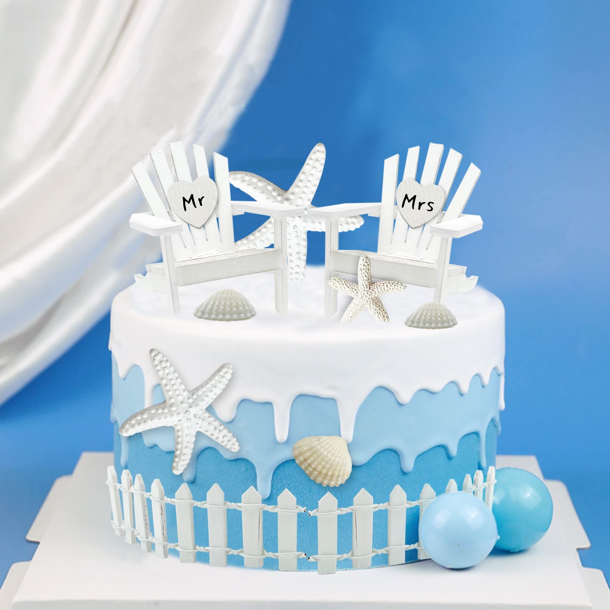 Beach Cake Topper Wedding Cake Topper Wooden Adirondack Miniature Beach Chair Mini Doll Furniture Top Decoration for Dollhouse Wedding Anniversary