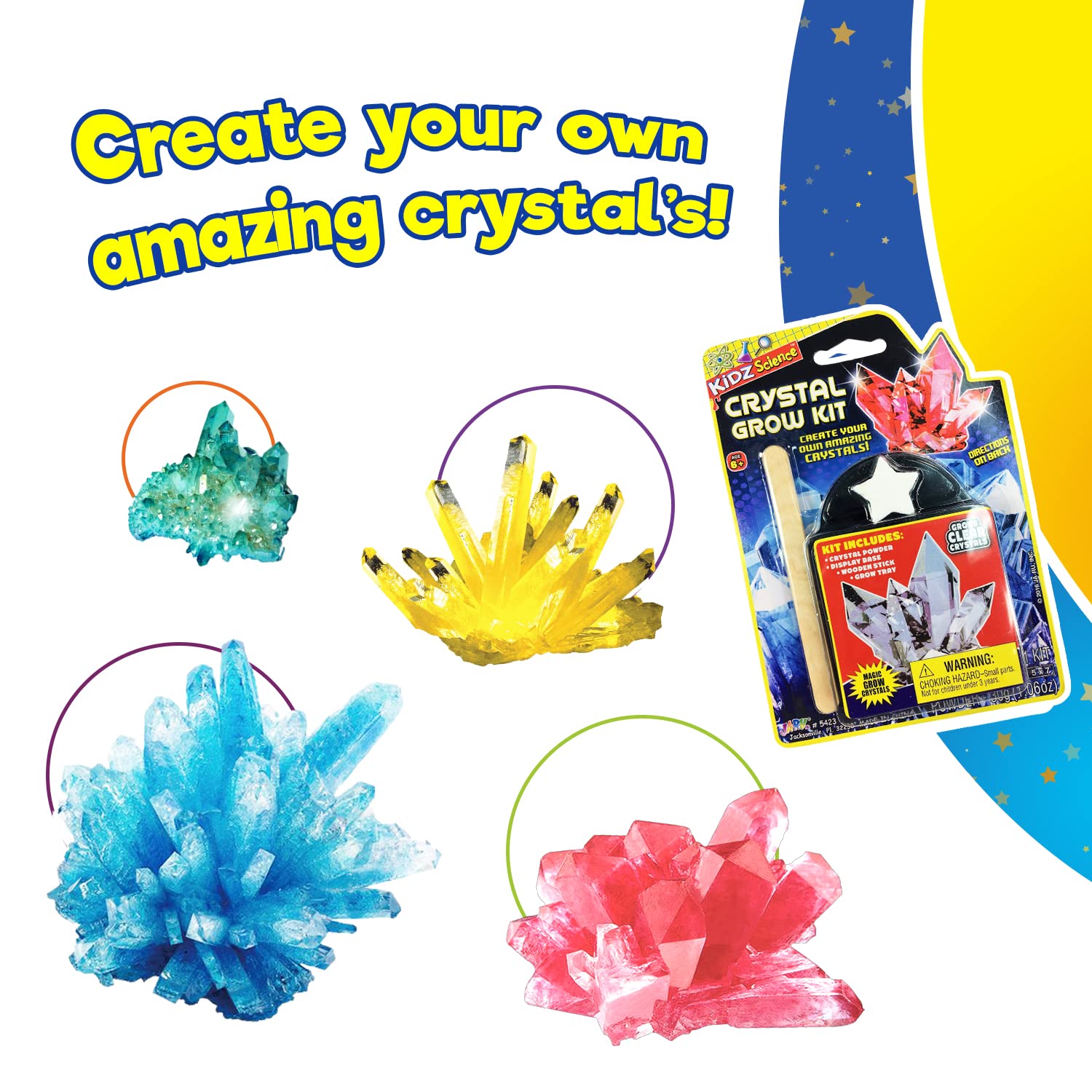 Kidz Science Crystal Grow Kit STEM Toy (12 Kits) 5423-12