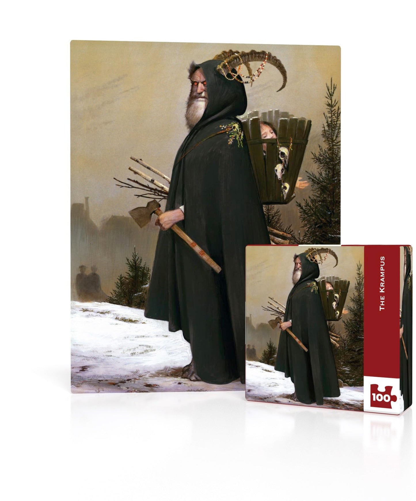 New York Puzzle Company - Bill Mayer The Krampus Mini - 100 Piece Jigsaw Puzzle for Adults by Bill Mayer