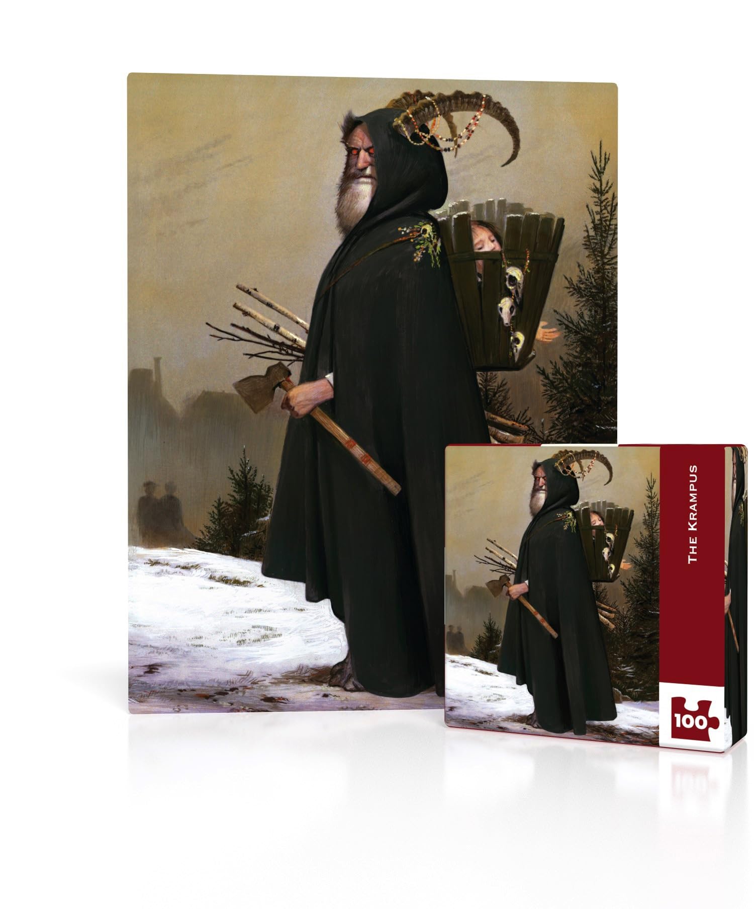 New York Puzzle Company - Bill Mayer The Krampus Mini - 100 Piece Jigsaw Puzzle for Adults by Bill Mayer