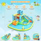 Whubefy Inflatable Water Slide Bounce House, 12.8x12Ft Water Bouncy House w/ 2 Slides/Jumping Area/Catch Ball/Ring Toss Game & 10 Accessories