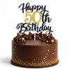 50th Birthday Cake Topper for Men and Women, Happy 50th Birthday Decorations, Gold and Black 50 Cake Topper for Mens 50th Birthday Party Decor, Cool