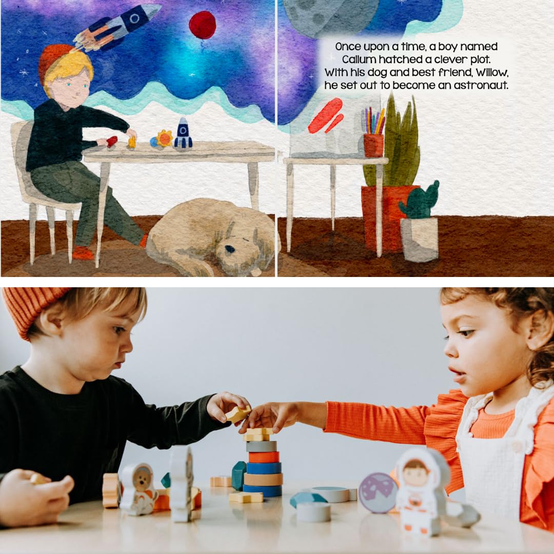 Toddler 30 Piece Stacking Wood Blocks Space Gift - Montessori 2 Year Old Fine Motor Skills Toy Learning Stacking Shape Sorter Sensory Preschool Busy